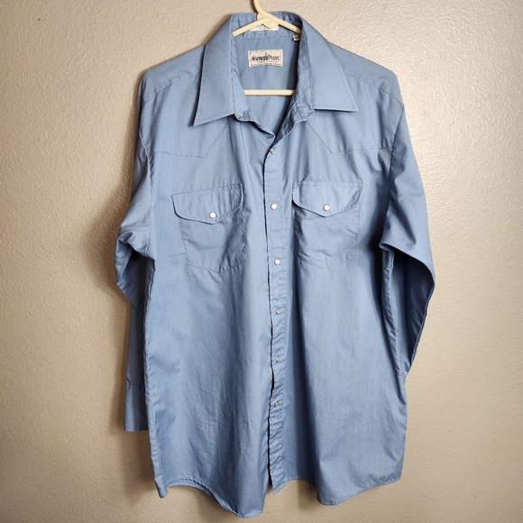 Vintage Other - Northern Plains Mens |16.5x33| VTG LS Blue Western Pearl Snap Point Collar Shirt